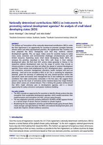 Nationally Determined Contributions as instruments for promoting national development agendas? …