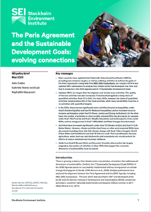 The Paris Agreement and the Sustainable Development Goals: evolving connections (policy brief)