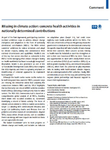 Missing in climate action: concrete health activities in nationally determined contributions (J…